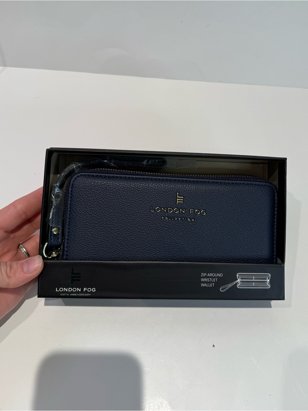 London Fog Zip-Around Wristlet Wallet Navy Blue NIB NEW NWT